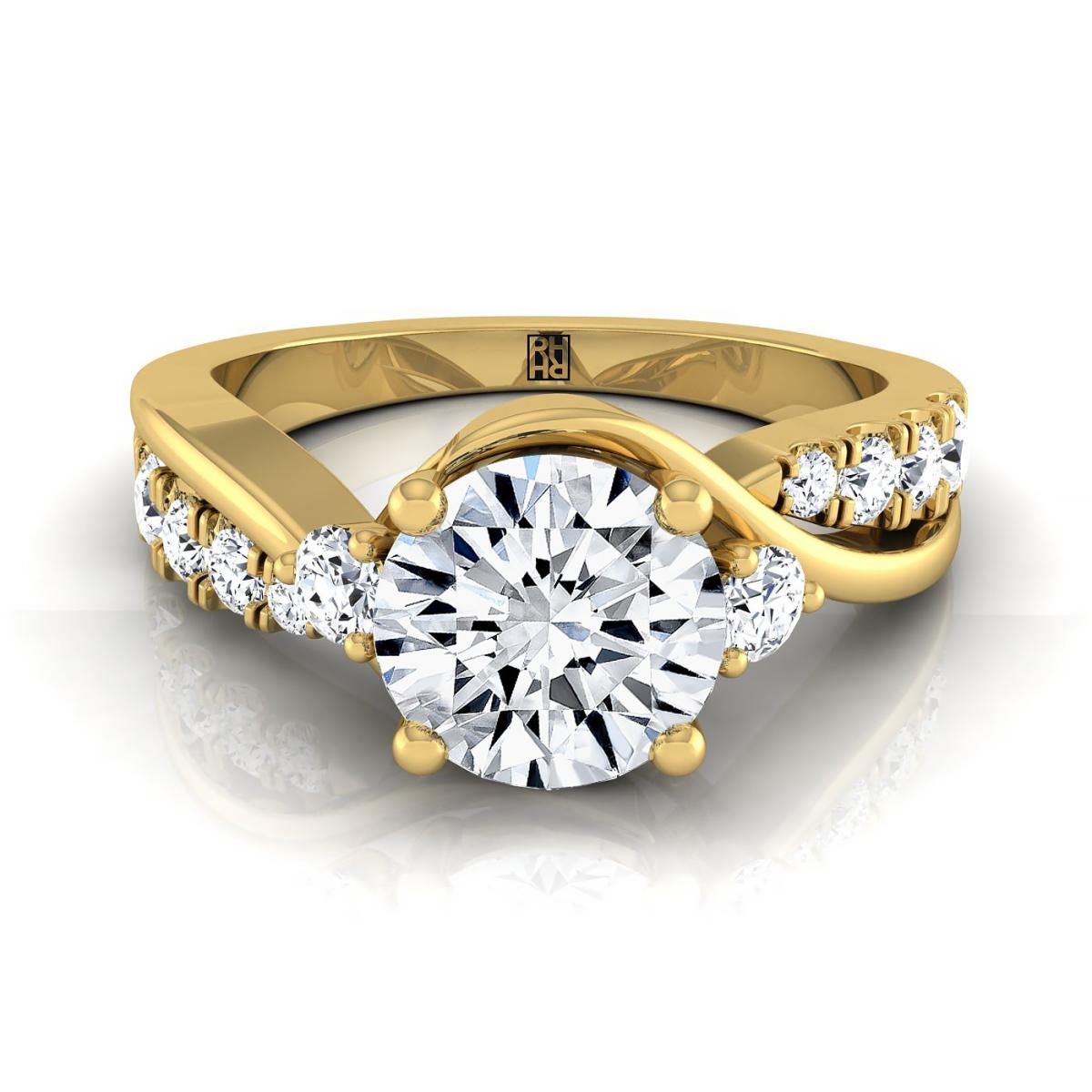 Beautiful Settings for Yellow Gold Three Stone Diamond Rings